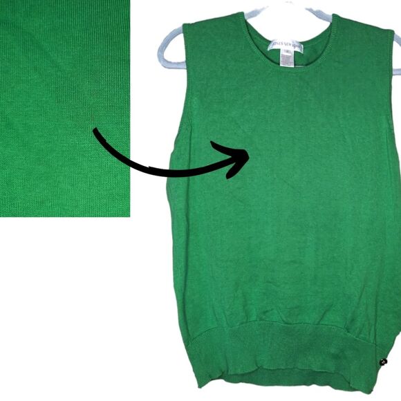 Women's Green Sleeveless Sweater Vest With Gold Button Details, Size Small - Picture 6 of 6